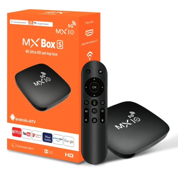 اندروید باکس MX10 5G با پشتیبانی از کیفیت 4K و تکنولوژی 5G، تجربهای بینظیر از تماشای تلویزیون و پخش محتوای تصویری را ارائه میدهد. این دستگاه با پردازنده Amlogic S905L2، حافظه 1GB و ذخیرهسازی 8GB، به راحتی به اینترنت وایفای و دستگاههای جانبی متصل میشود.