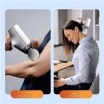 ماساژور تفنگی با سری گرد در حال ماساژ عضلات دست، بازو و گردن، و پشت - خرید از گجتیک | دستگاه ماساژ عضلانی خانگی