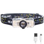 چراغ پیشانی هوشمند شارژی FISHNU مدل T103 با حسگر حرکتی و زوم تلسکوپی